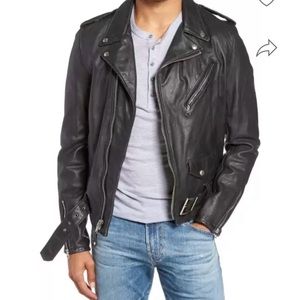 Men's Black Leather Motorcycle Jacket